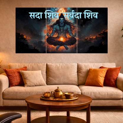 The 'सदा शिव सर्वदा शिव' ShivJi 3 Panel SPLIT Poster | 8K | Premium Glossy
