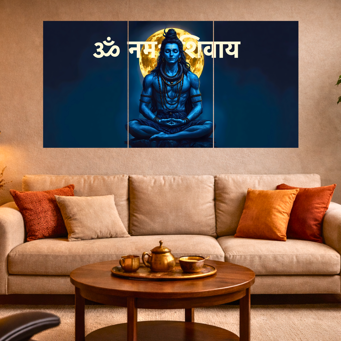 The 'ॐ नमः शिवाय' Shiv Ji Meditation Epic 3 Panel SPLIT Poster | 8K | Premium Glossy