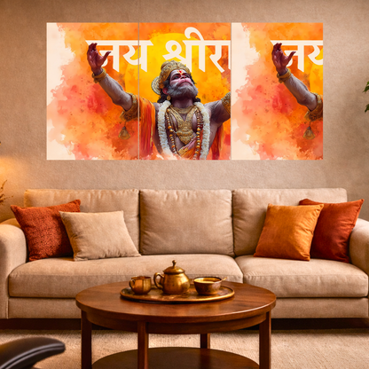 The 'जय श्रीराम' Lord Hanuman Epic 3 Panel SPLIT Poster | 8K | Premium Glossy