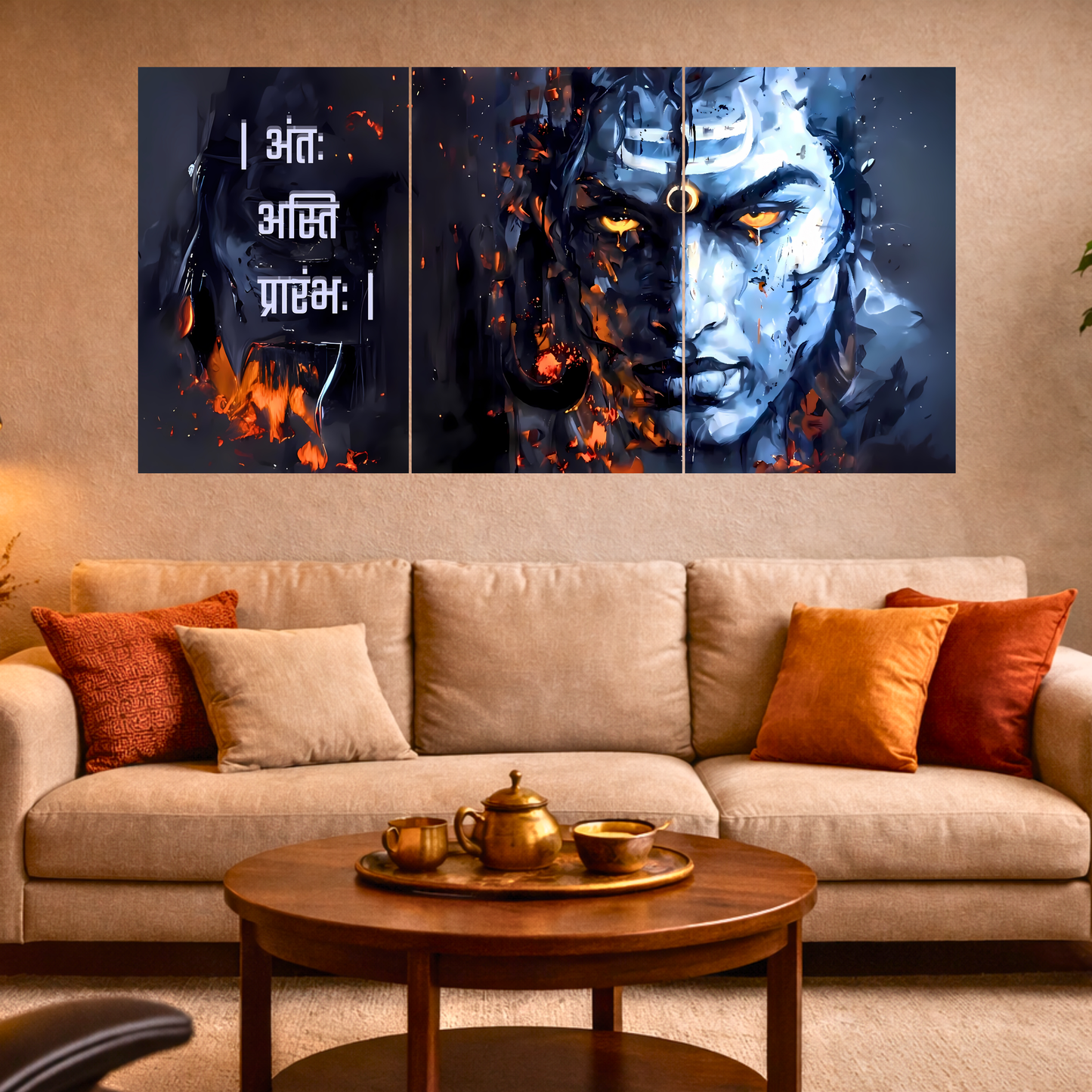 The "अंतः अस्ति प्रारंभः" Lord Shiva Epic 3 Panel SPLIT Poster | 8K | Premium Glossy