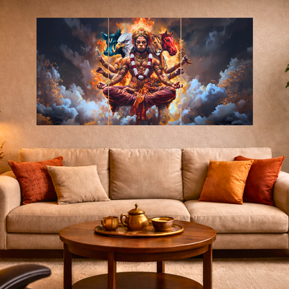 The Panchmukhi Hanuman Epic 3 Panel SPLIT Poster | 8K | Premium Glossy