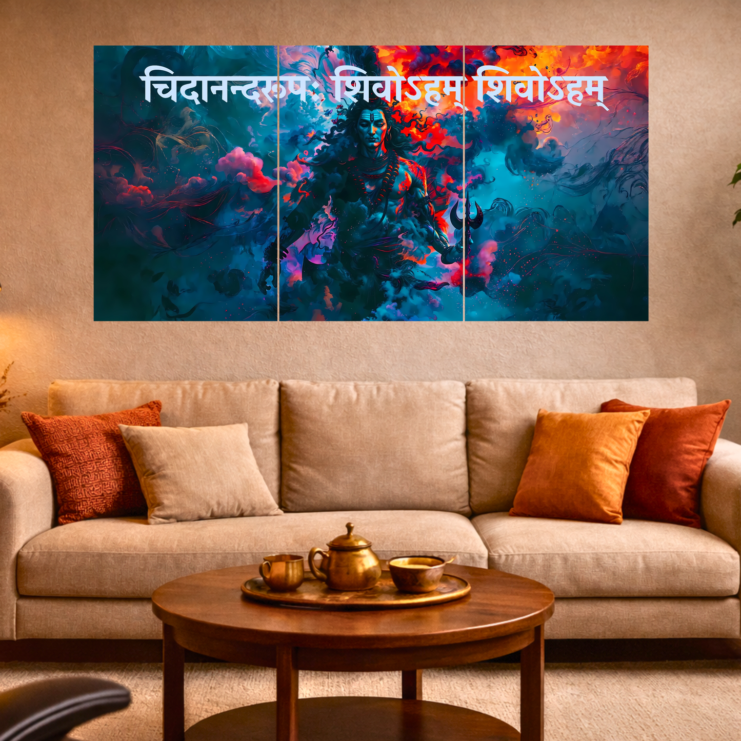 The 'चिदानन्दरूपः शिवोऽहम् शिवोऽहम्' Lord Shiva Epic 3 Panel SPLIT Poster | 8K | Premium Glossy