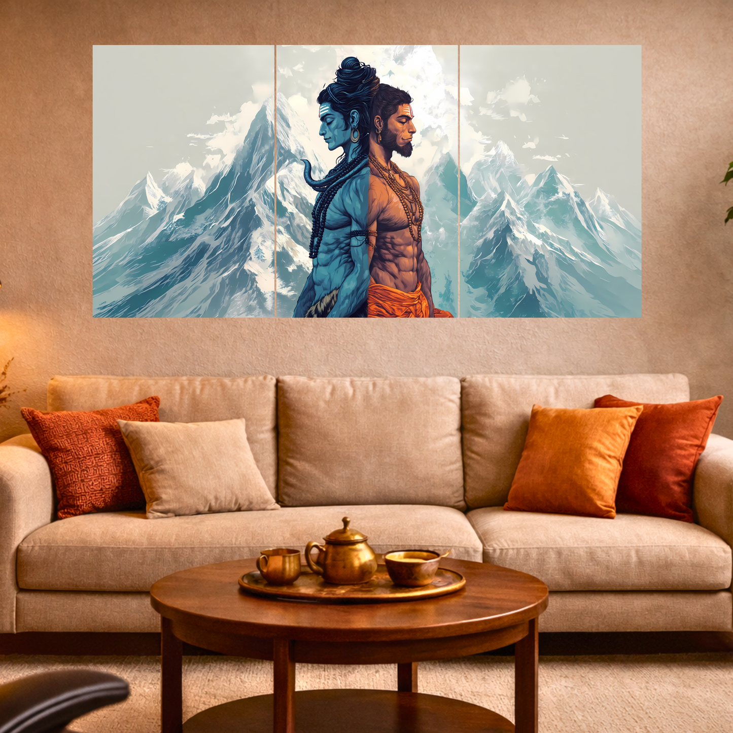 The Shiv Hanuman Epic 3 Panel SPLIT Poster | 8K | Premium Glossy