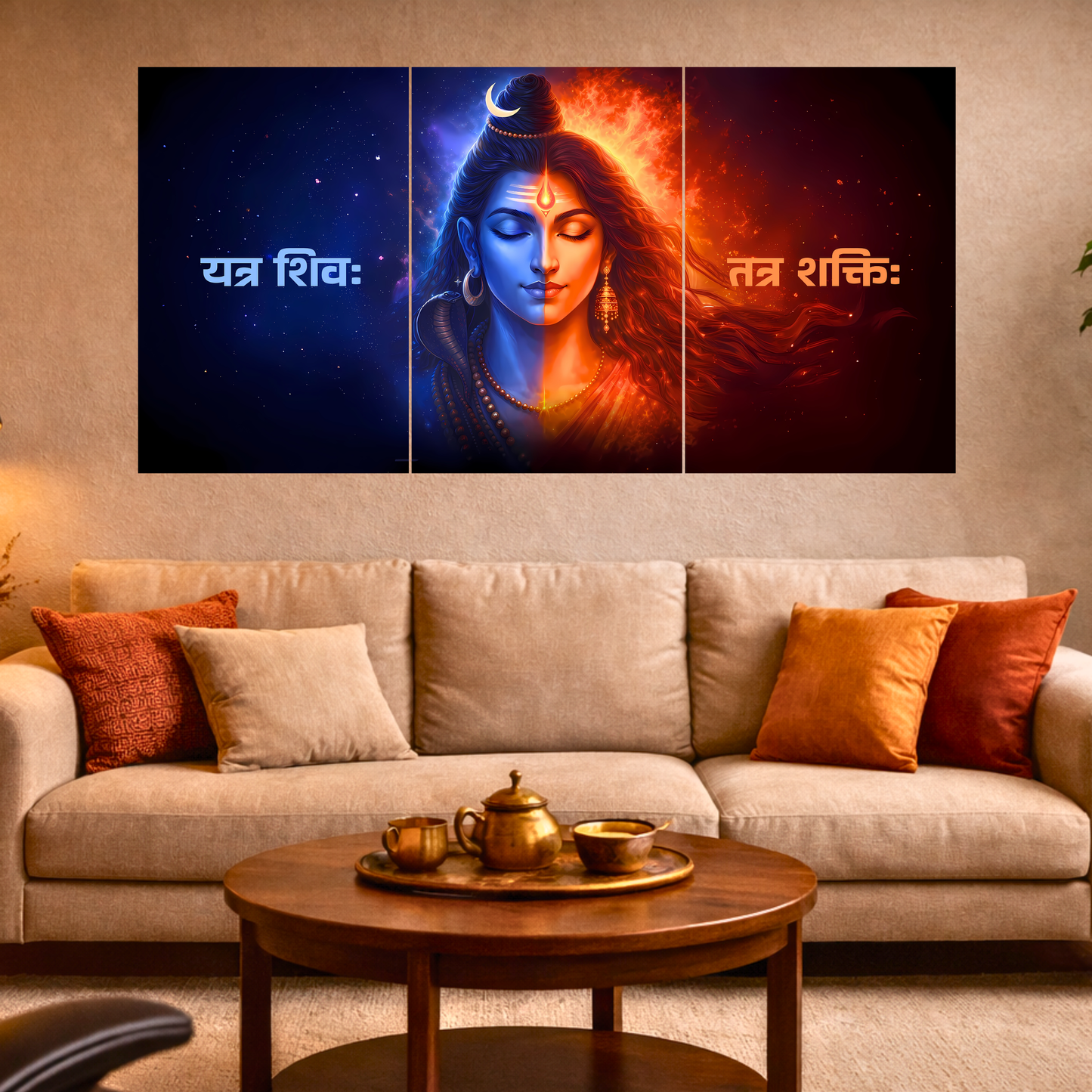 The 'यत्र शिवः तत्र शक्तिः। Shiv Shakti Epic 3 Panel SPLIT Poster | 8K | Premium Glossy