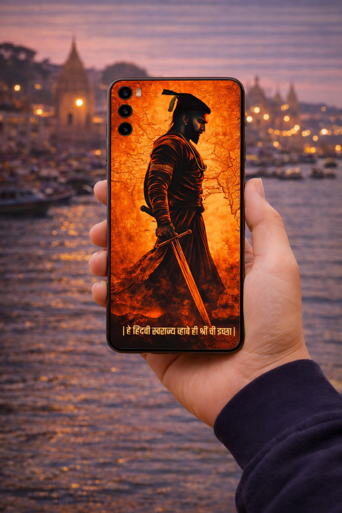 The 'हे हिंदवी स्वराज्य व्हावे ही श्रीं ची इच्छा' Chatrapati Shivaji Maharaj Fierce Mobile Skin | Premium UV Print | Matte Finish (Copy)