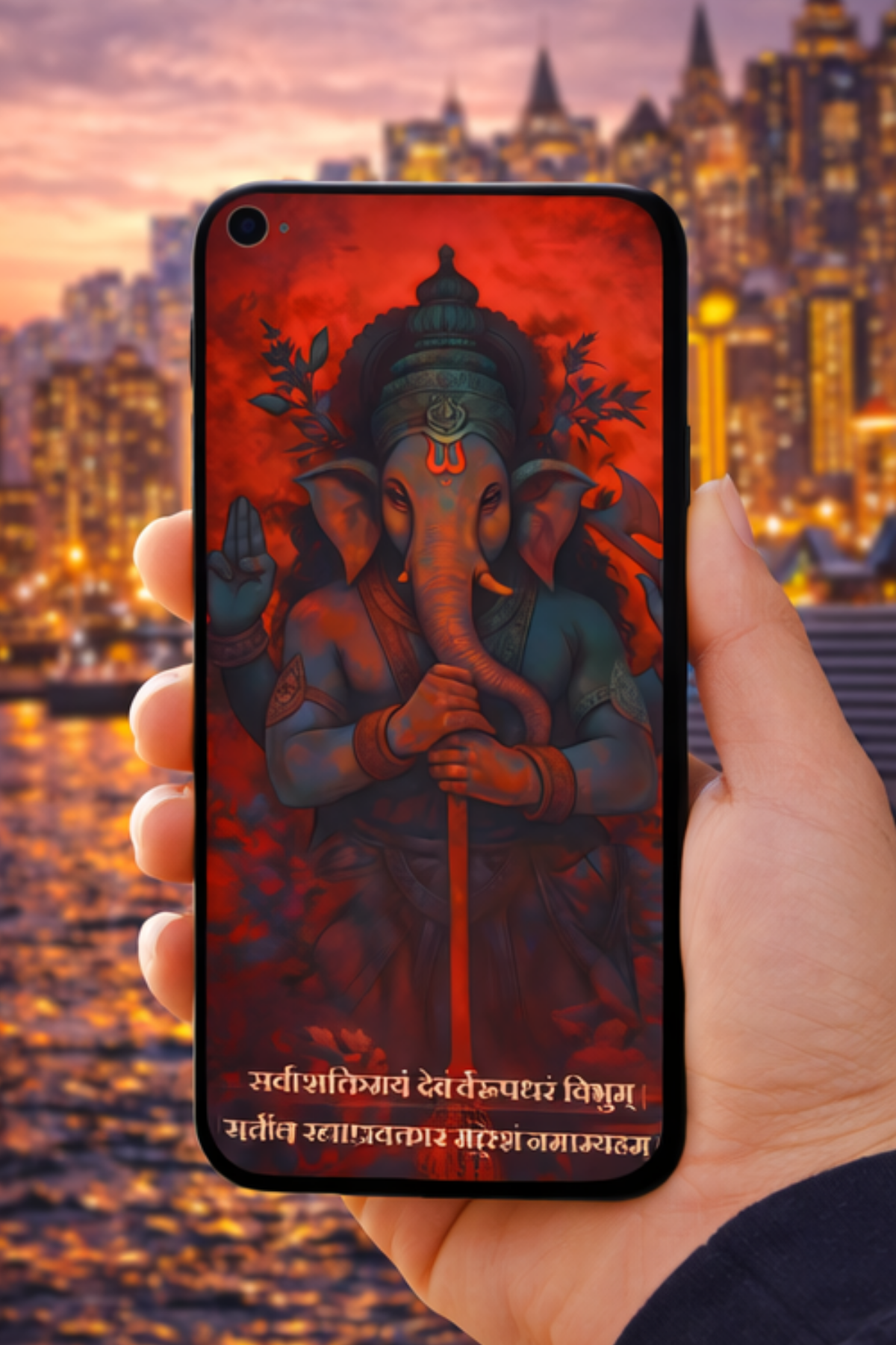 The 'सर्वशक्तिमयं सर्वरूपधरं' Ganesha Mobile Skin | Premium UV Print | Matte Finish