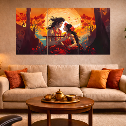The Radha Krishna Epic 3 Panel SPLIT Poster | 8K | Premium Glossy