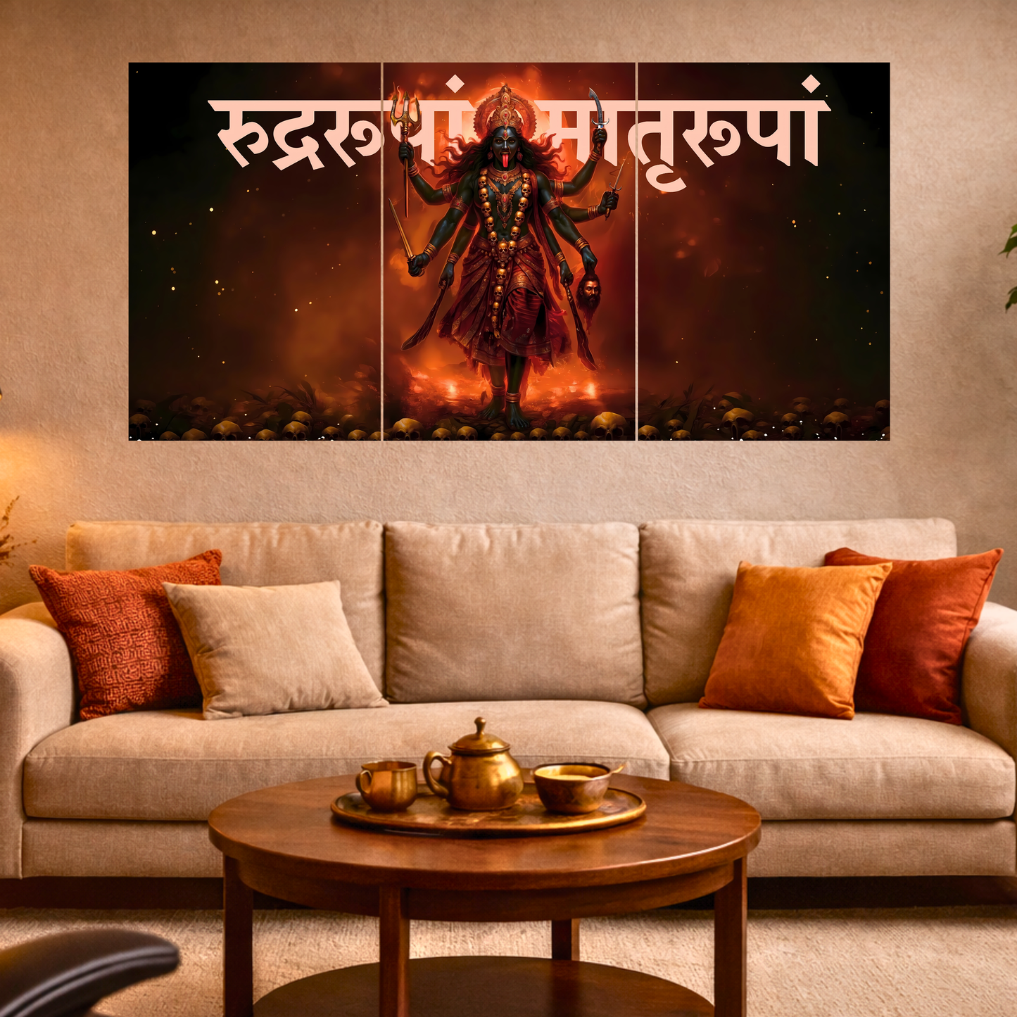 The 'रुद्ररूपां मातृरूपां' Kalimata Epic 3 Panel SPLIT Poster | 8K | Premium Glossy