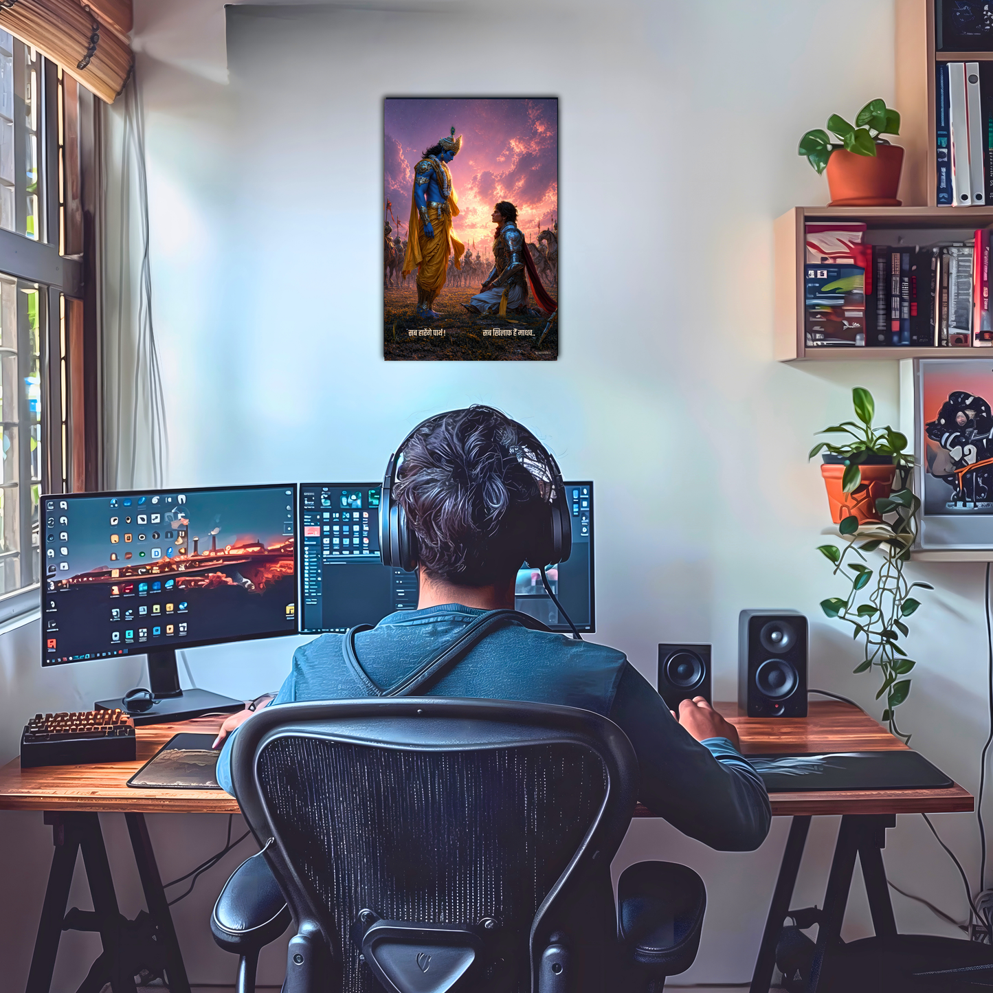 The 'सब खिलाफ हैं माधव, सब हारेंगे पार्थ' Krishna Motivational Poster | 8K | Premium Glossy