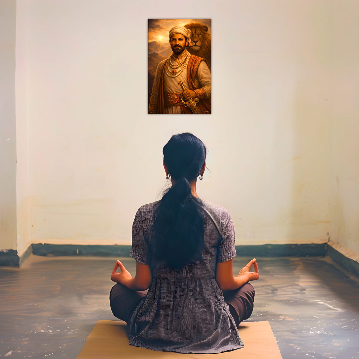 The Chatrapati Shivaji Maharaj and Lion Poster | 8K | Premium Glossy
