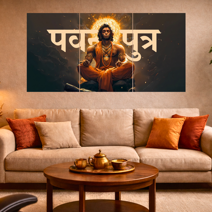 The Pavanputra Hanuman Epic 3 Panel SPLIT Poster | 8K | Premium Glossy