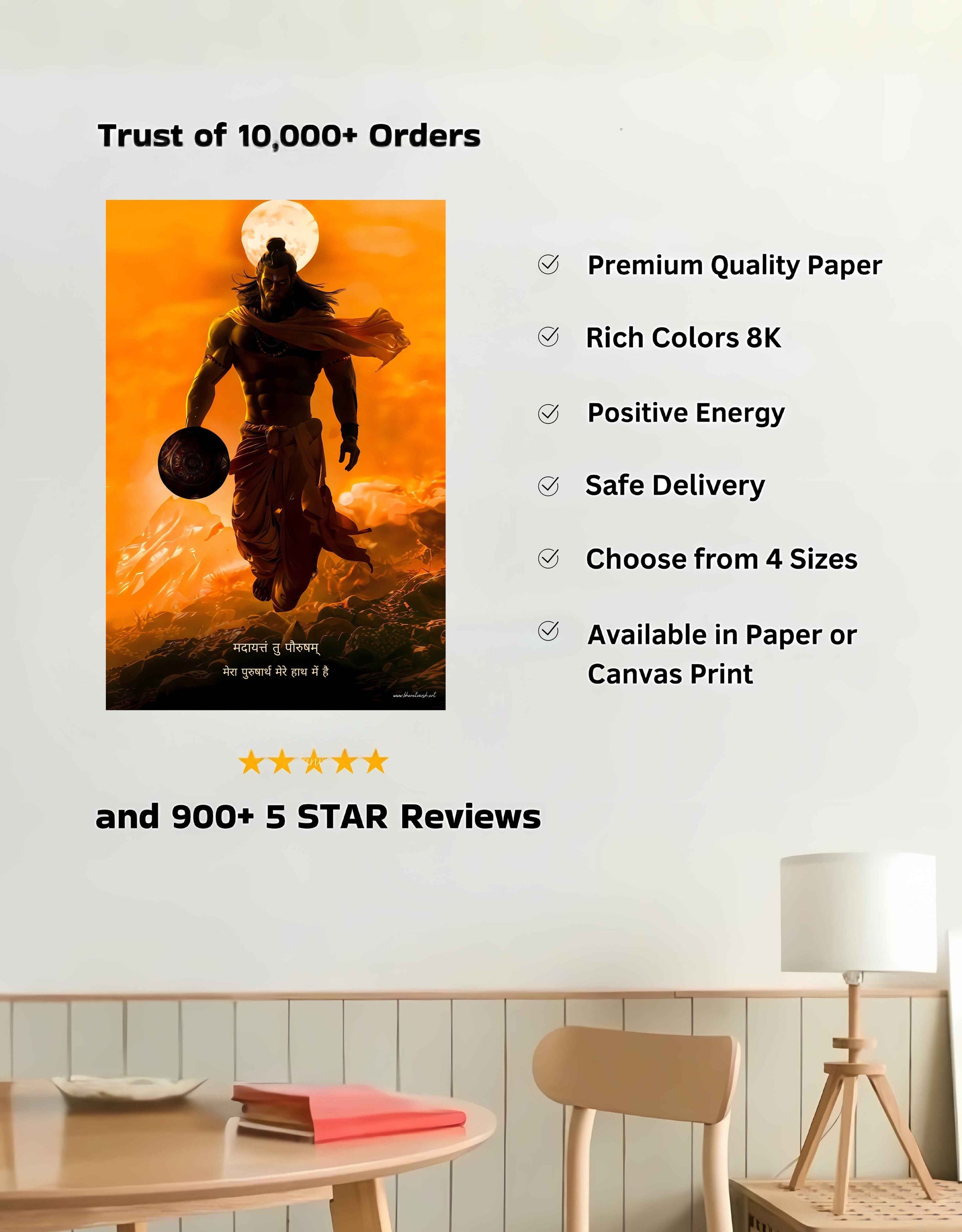 The 'पवनपुत्र' Pavanputra Hanuman Large Poster | 8K | Premium Glossy