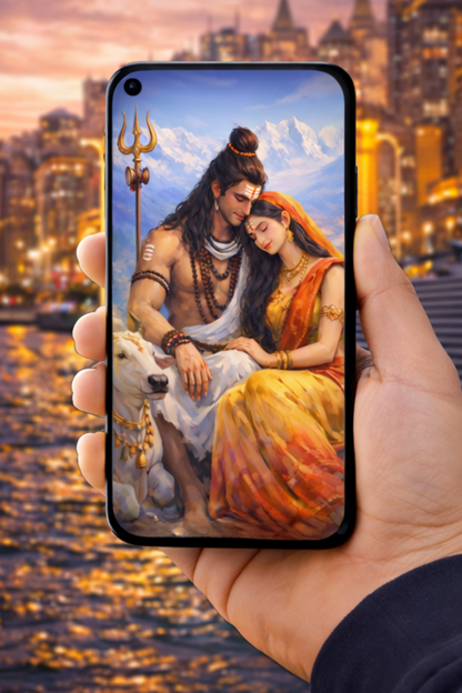 The Shiv Parvati Peaceful Mobile Skin | Premium UV Print | Matte Finish