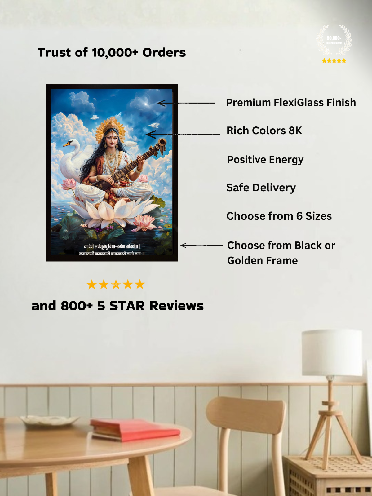 The "या देवी सर्वभूतेषु"  Maa Saraswati Wall Frame | Premium Quality