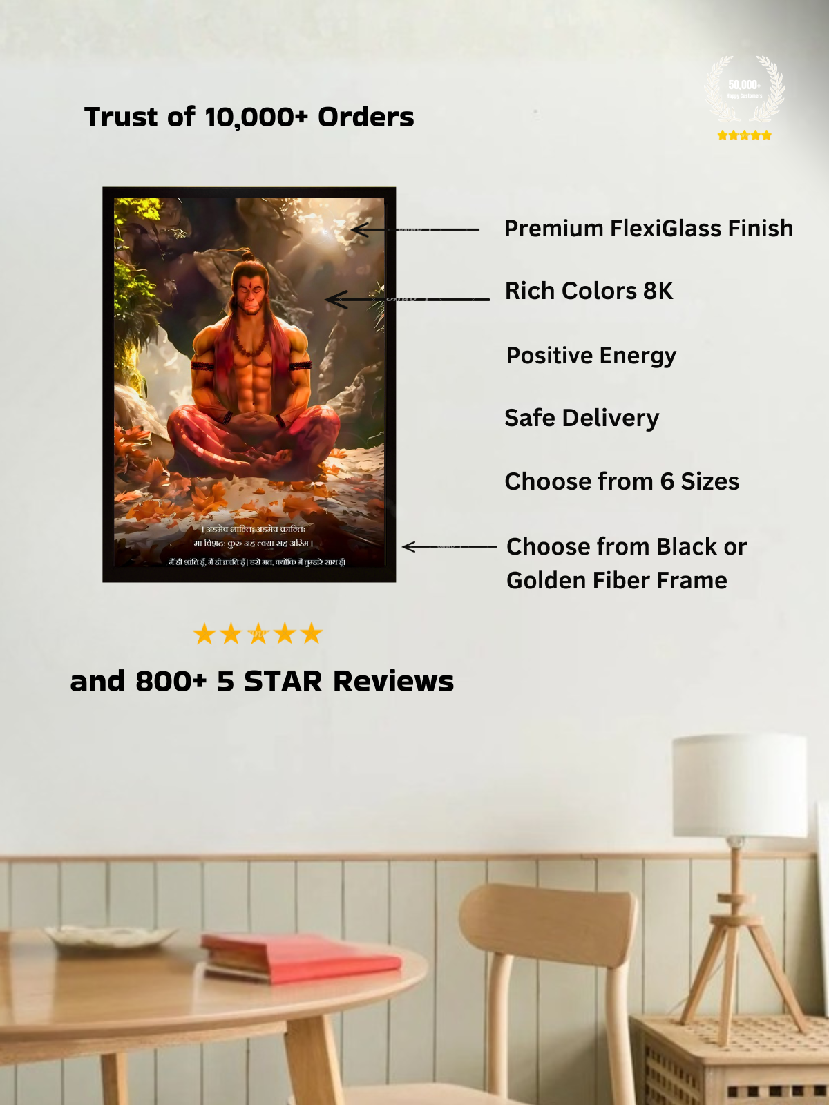The 'अहमेव क्रान्तिः' Hanuman Meditation Wall Frame | Premium Quality