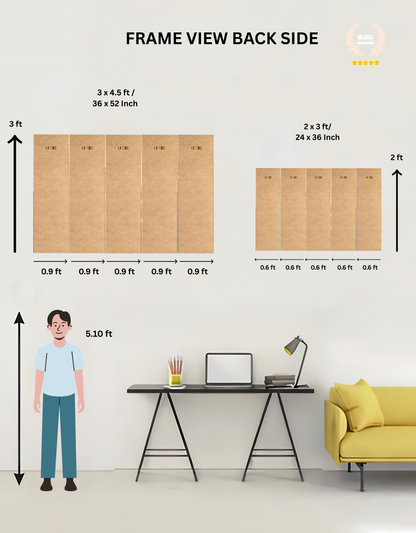 The Eternal Radha and Krishna in Vrindavan | 5-Piece Split Premium Wooden Frame (8K Quality Print)