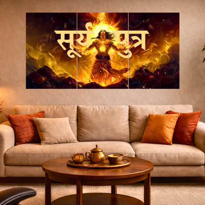 The "सूर्यपुत्र" Suryaputra Karna Epic 3 Panel SPLIT Poster | 8K | Premium Glossy
