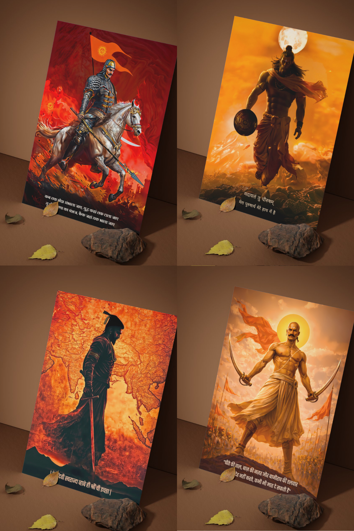 The 'YODDHA' 12 Premium Warrior Posters Combo + Free Wall Friendly Glue Dots + 2 Surprise Sticker (Copy)