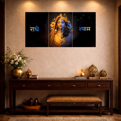 The 'राधे श्याम' Radha Krishna Epic 3 Panel SPLIT Poster | 8K | Premium Glossy