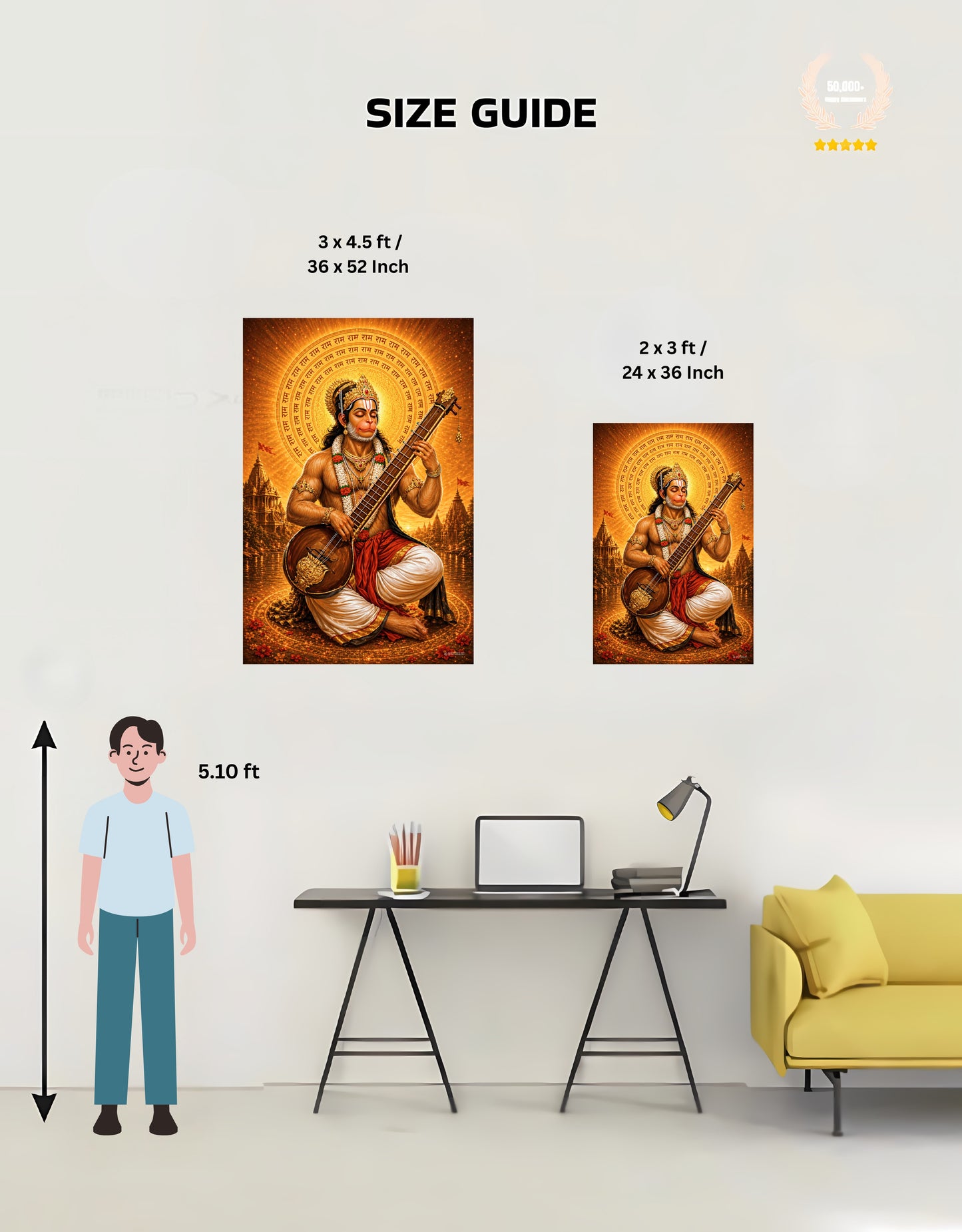 The Hanuman Ji Bhajan Peaceful Premium Large Poster | 8K | Premium Glossy