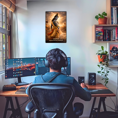 The 'शस्त्र उठाओ पार्थ, मैं तुम्हारे साथ हूँ' Krishna Mahabharat Poster | 8K | Premium Glossy