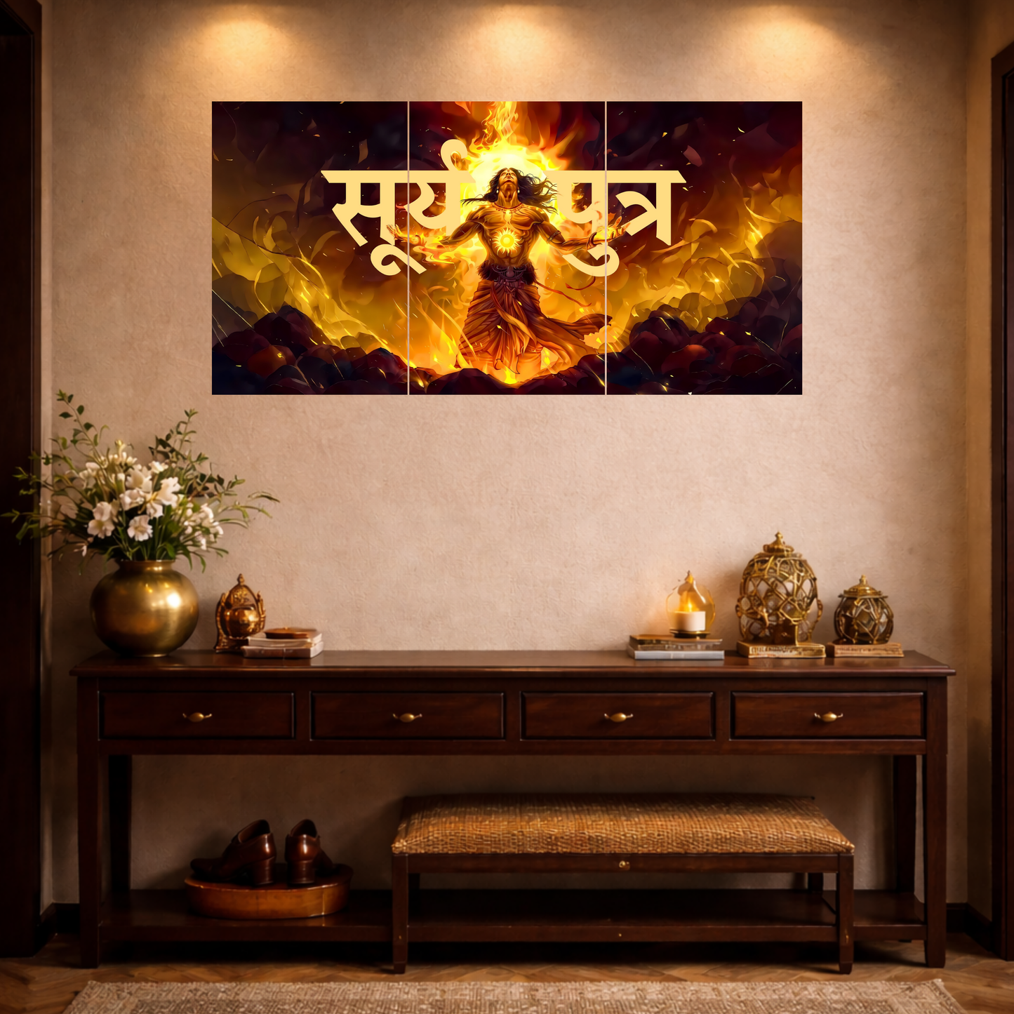 The "सूर्यपुत्र" Suryaputra Karna Epic 3 Panel SPLIT Poster | 8K | Premium Glossy