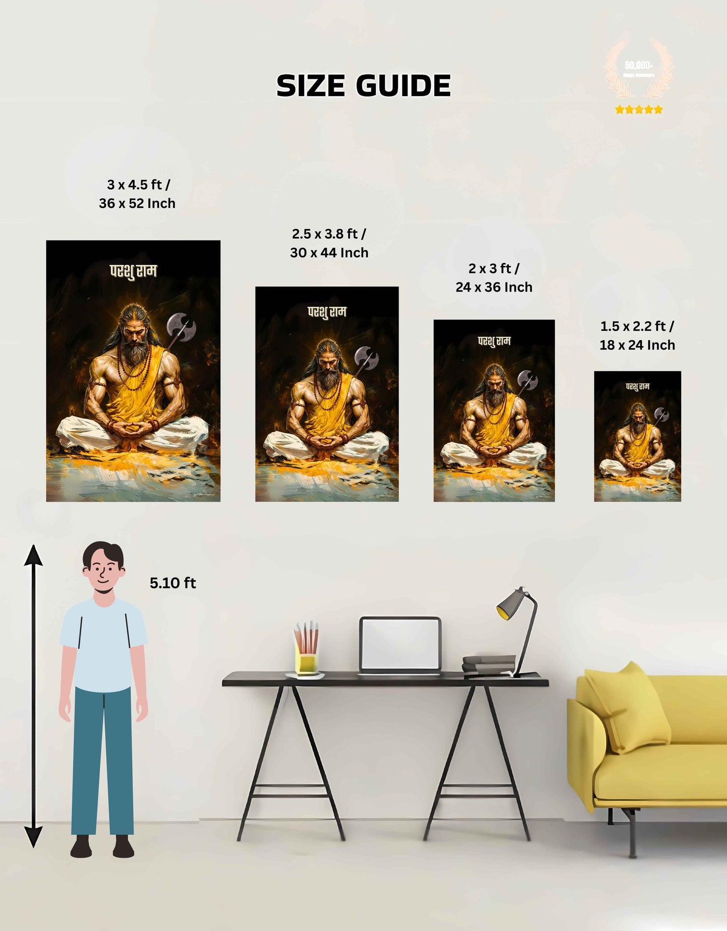 The Parshuram Meditation Large Poster | 8K | Premium Glossy