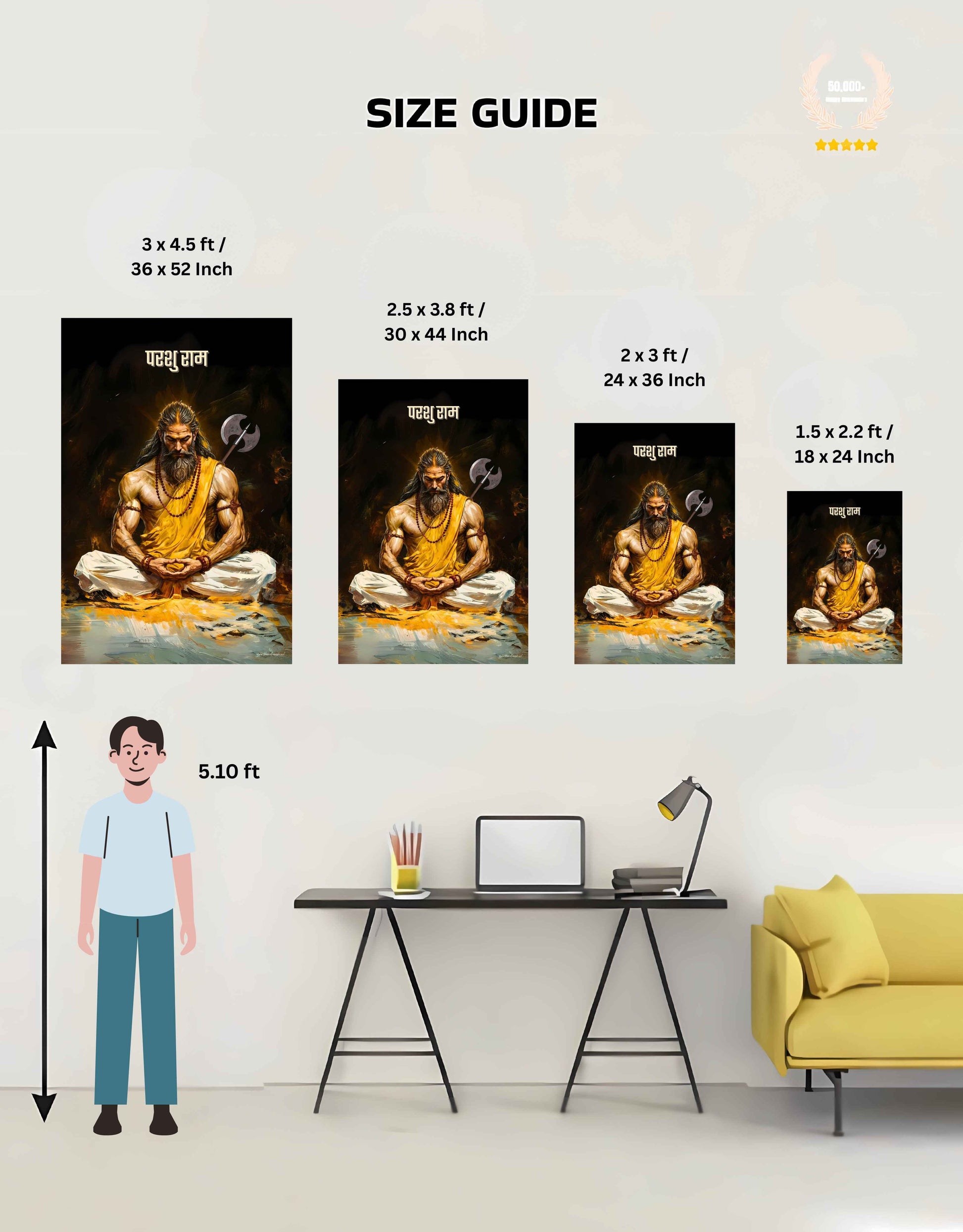 The Parshuram Meditation Large Poster | 8K | Premium Glossy