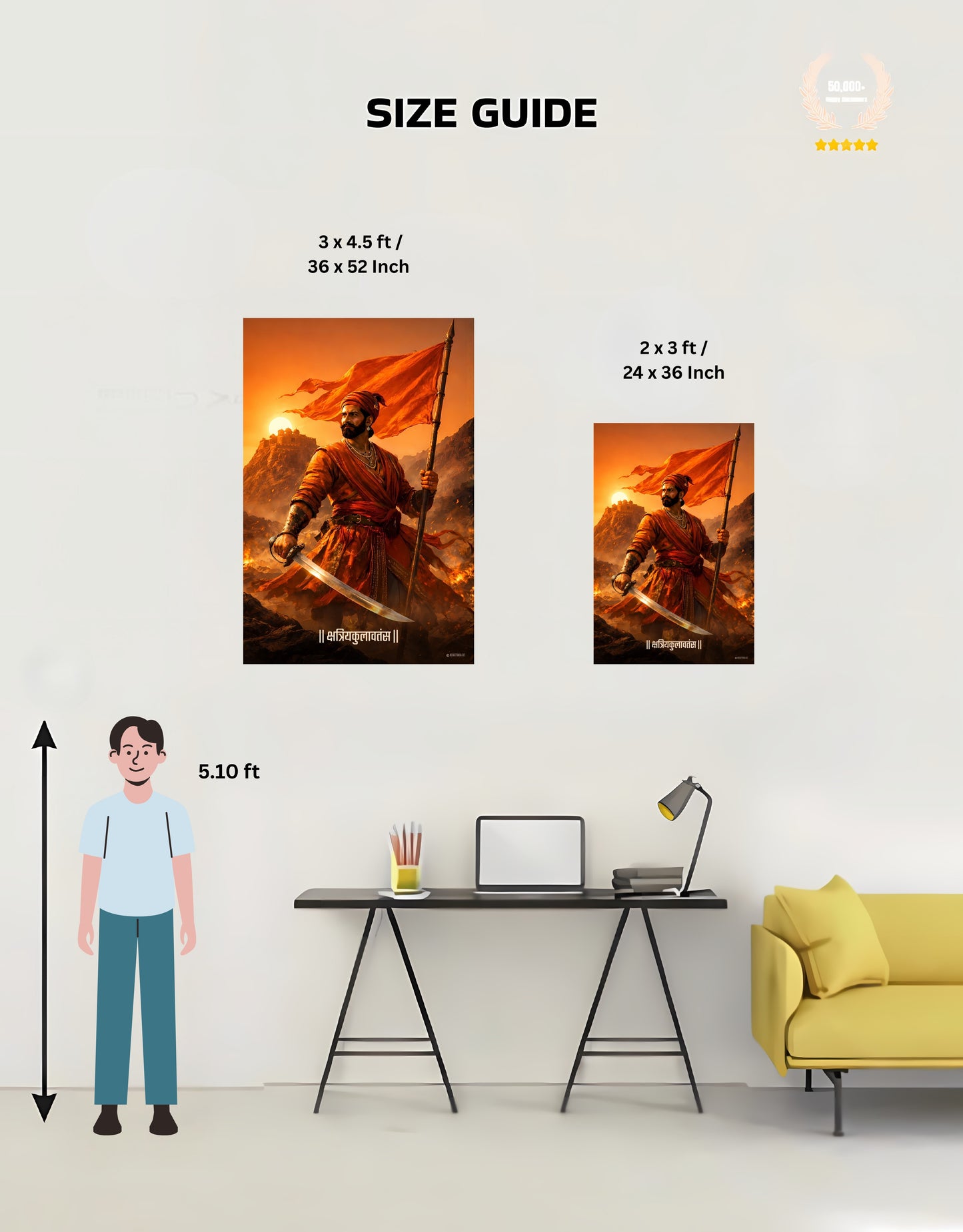 The 'क्षत्रियकुलावतंस' Chatrapati Shivaji Maharaj Premium Large Poster | 8K | Premium Glossy