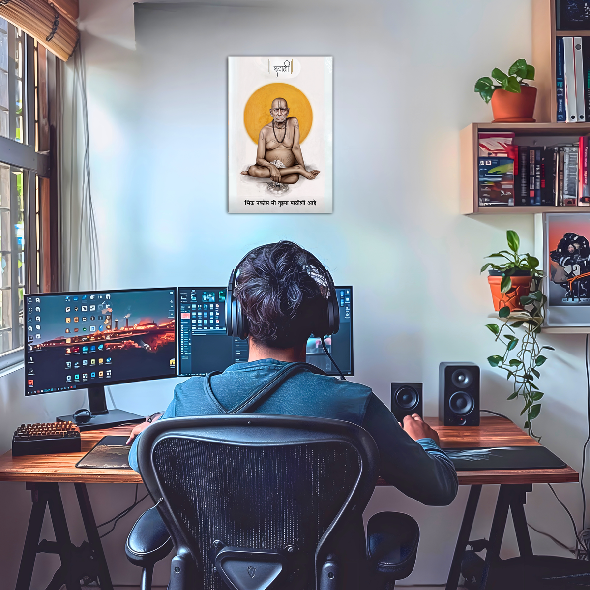 The "भिऊ नकोस मी तुझ्या पाठीशी आहे" Shri Swami Samarth Poster | 8K | Premium Glossy - Bharatvarsh Arts--Wall Poster Sets - Buy Indian Spiritual, Mythology, Gods, Warrior Wall Art - For Living Room, Decor