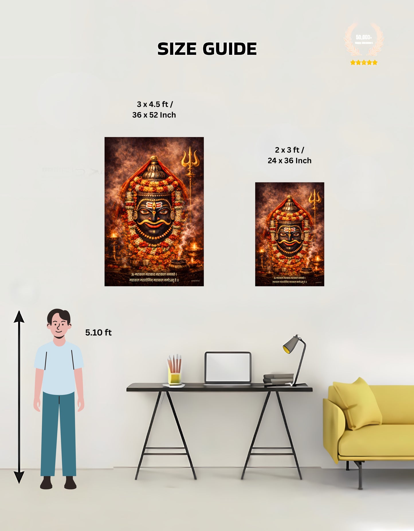 The 'ॐ महाकाल महाकाय' Ujjain Mahakal Premium Large Poster | 8K | Premium Glossy