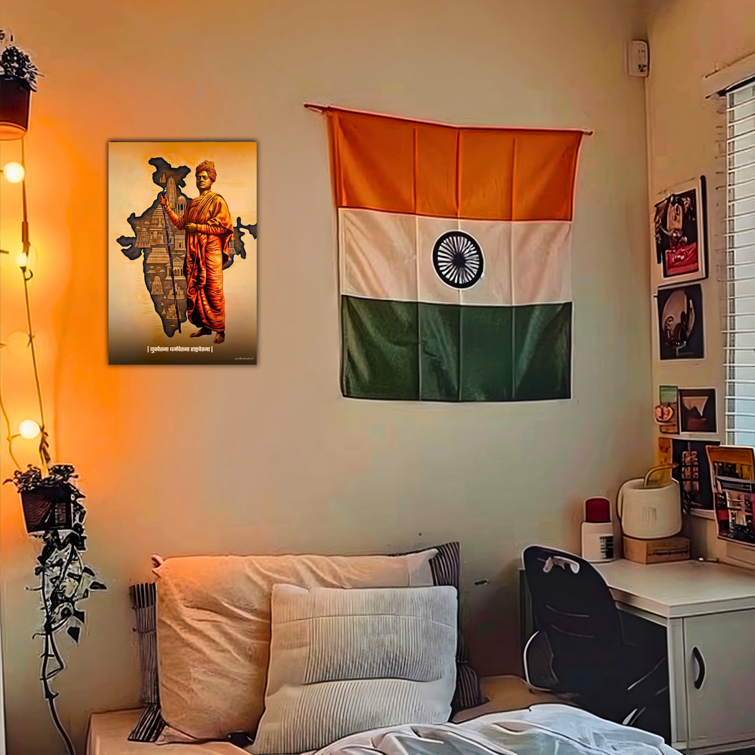 The "युवचेतना धर्मचेतना राष्ट्रचेतना" Swami Vivekananda Poster | 8K | Premium Glossy - Bharatvarsh Arts--Wall Poster Sets - Buy Indian Spiritual, Mythology, Gods, Warrior Wall Art - For Living Room, Decor