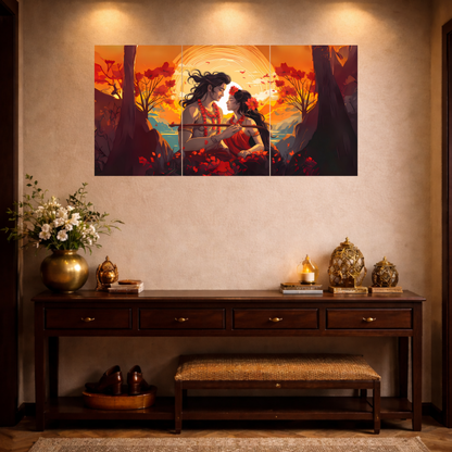The Radha Krishna Epic 3 Panel SPLIT Poster | 8K | Premium Glossy