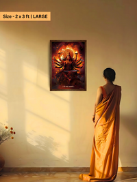 The "महिषासुरमर्दिनि" Durga Mata Wall Frame | Premium Quality - Bharatvarsh Arts--Wall Poster Sets - Buy Indian Spiritual, Mythology, Gods, Warrior Wall Art - For Living Room, Decor