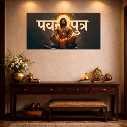 The Pavanputra Hanuman Epic 3 Panel SPLIT Poster | 8K | Premium Glossy