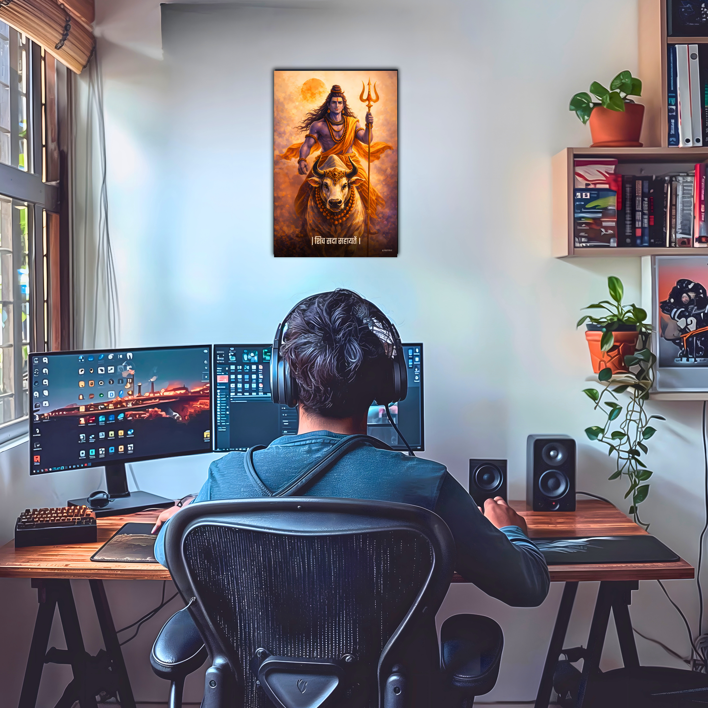 The 'शिव सदा सहायतें' Lord Shiva and Nandi Poster | 8K | Premium Glossy