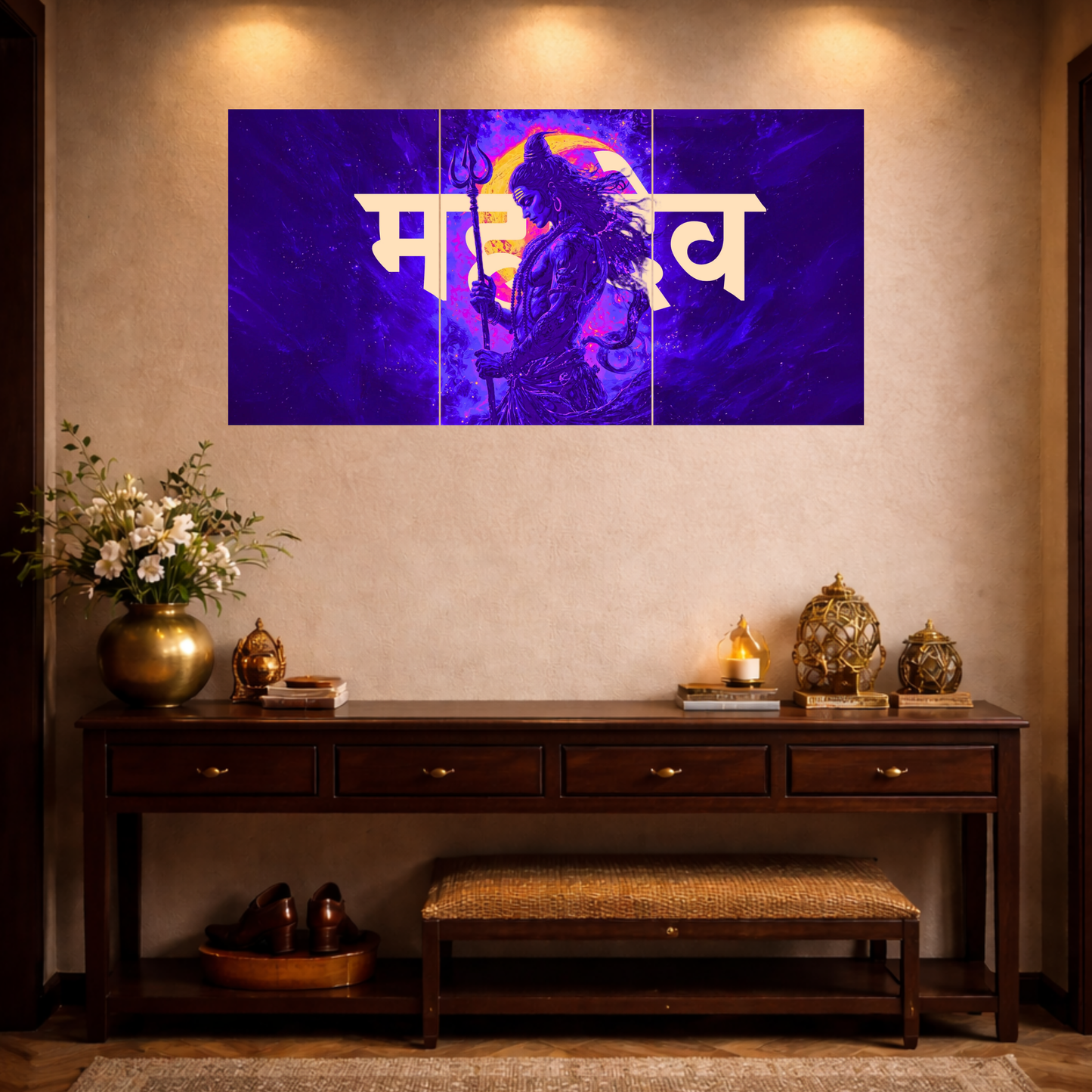 The 'महादेव' Lord Shiva Epic 3 Panel SPLIT Poster | 8K | Premium Glossy
