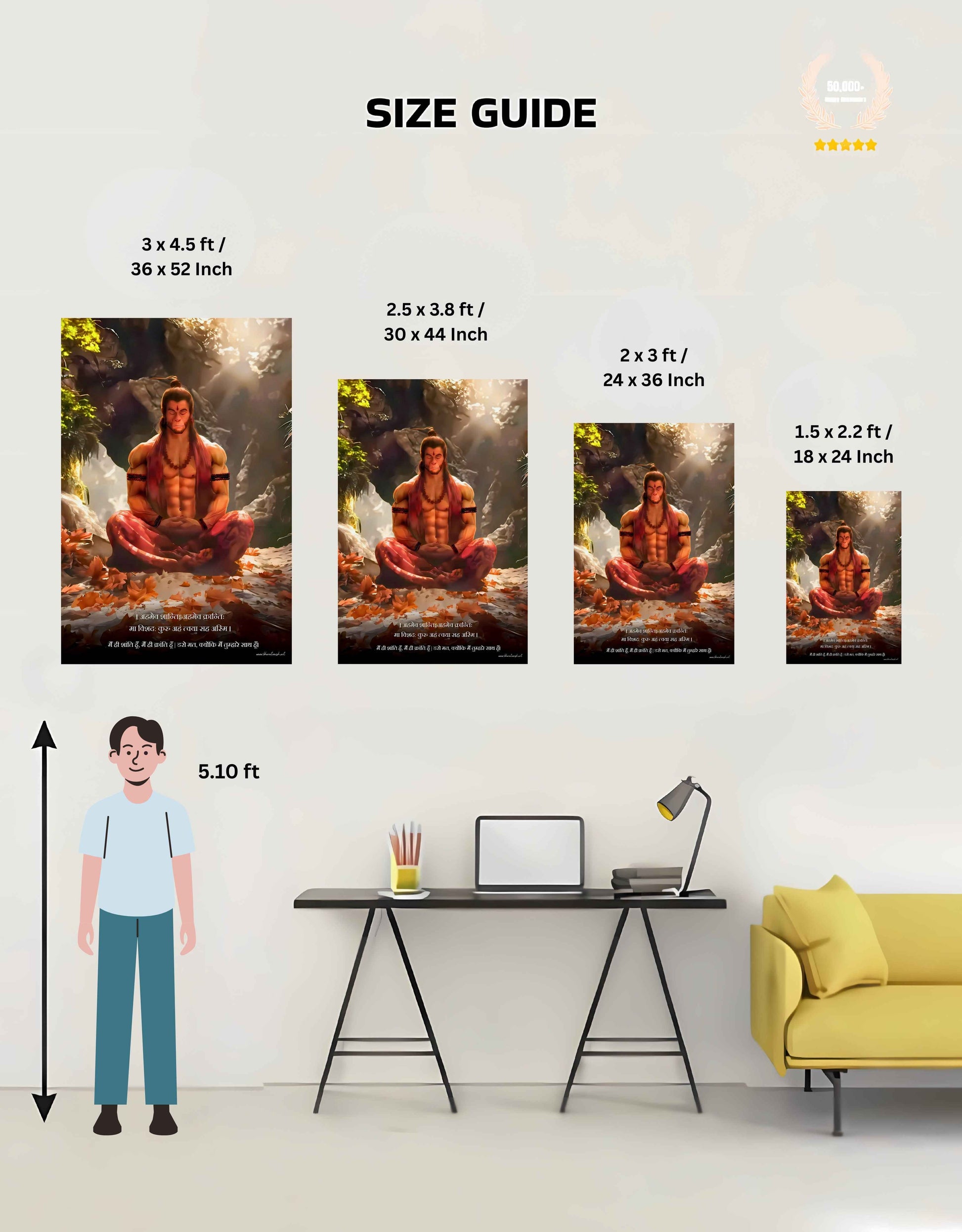 The 'अहमेव क्रान्तिः' Hanuman Meditation Poster | 8K | Premium Glossy
