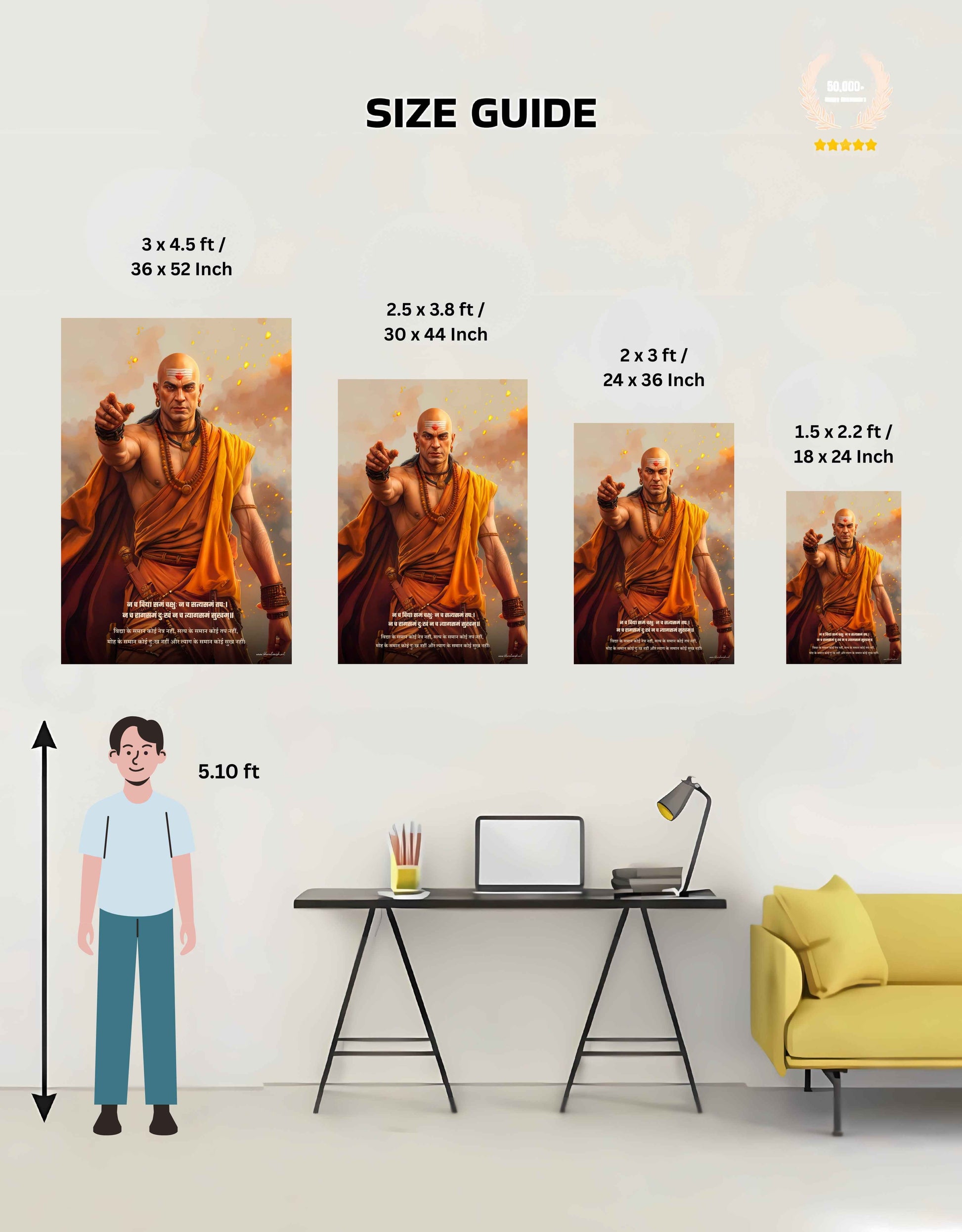The "न च त्यागसमं सुखम्" Chanakya Large Poster | 8K | Premium Glossy