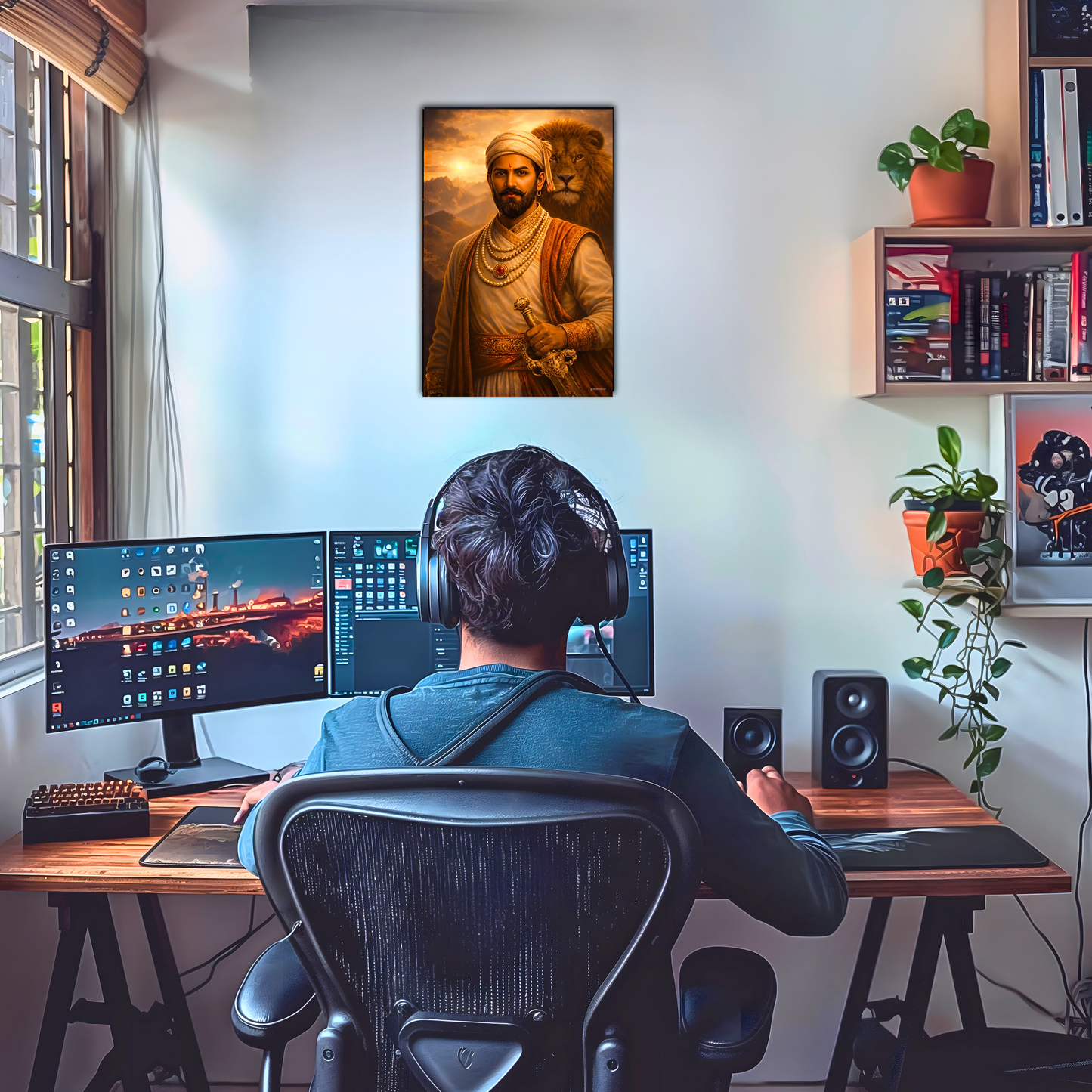 The Chatrapati Shivaji Maharaj and Lion Poster | 8K | Premium Glossy