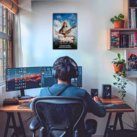 The "या देवी सर्वभूतेषु" Maa Saraswati Poster | 8K | Premium Glossy - Bharatvarsh Arts--Wall Poster Sets - Buy Indian Spiritual, Mythology, Gods, Warrior Wall Art - For Living Room, Decor