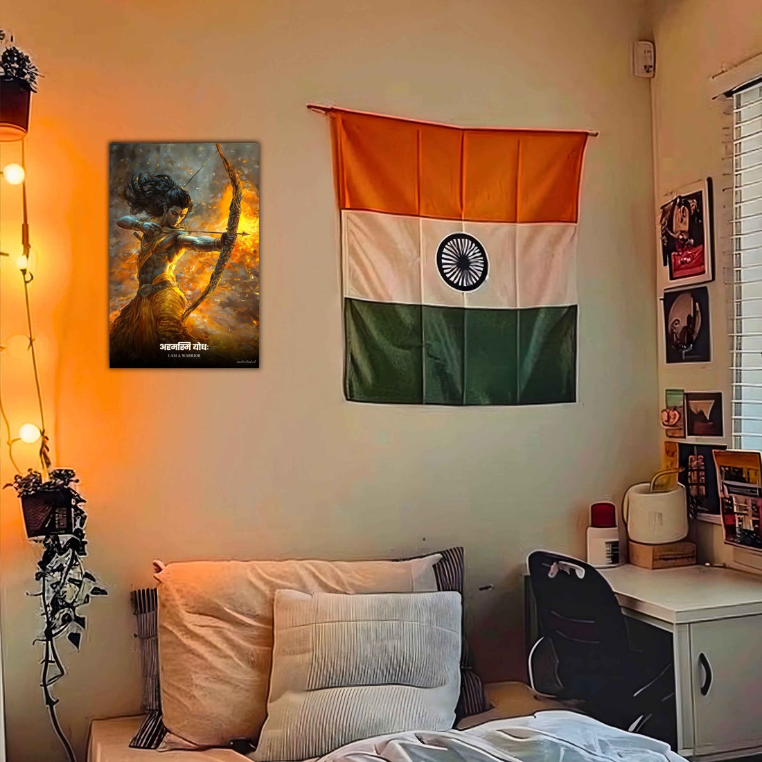 The "अहमस्मि योधः" Prabhu Shreeram Warrior  Poster | 8K | Premium Glossy - Bharatvarsh Arts--Wall Poster Sets - Buy Indian Spiritual, Mythology, Gods, Warrior Wall Art - For Living Room, Decor