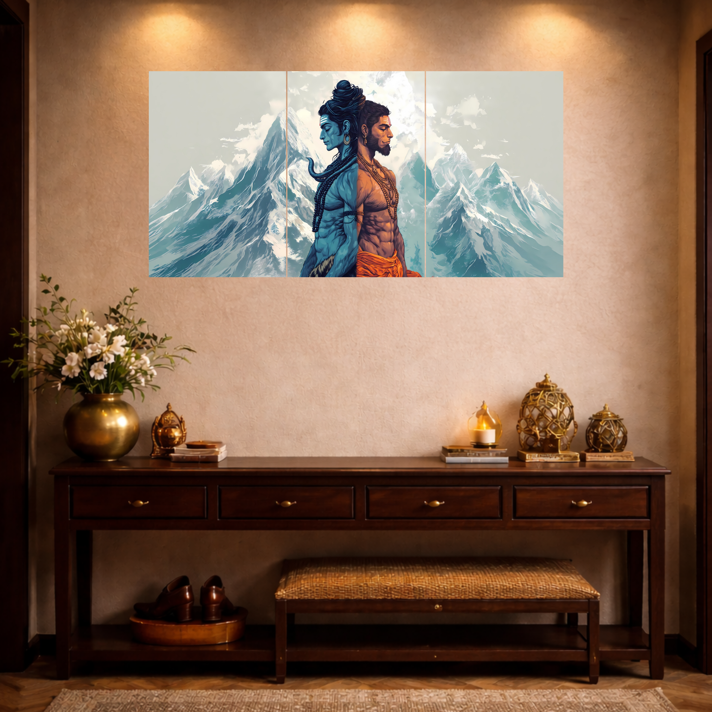 The Shiv Hanuman Epic 3 Panel SPLIT Poster | 8K | Premium Glossy