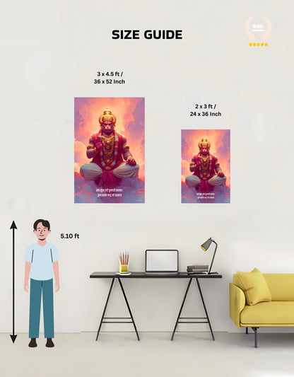 The 'सब सुख लहै तुम्हारी सरना' Peaceful Hanuman Premium Large Poster | 8K | Premium Glossy