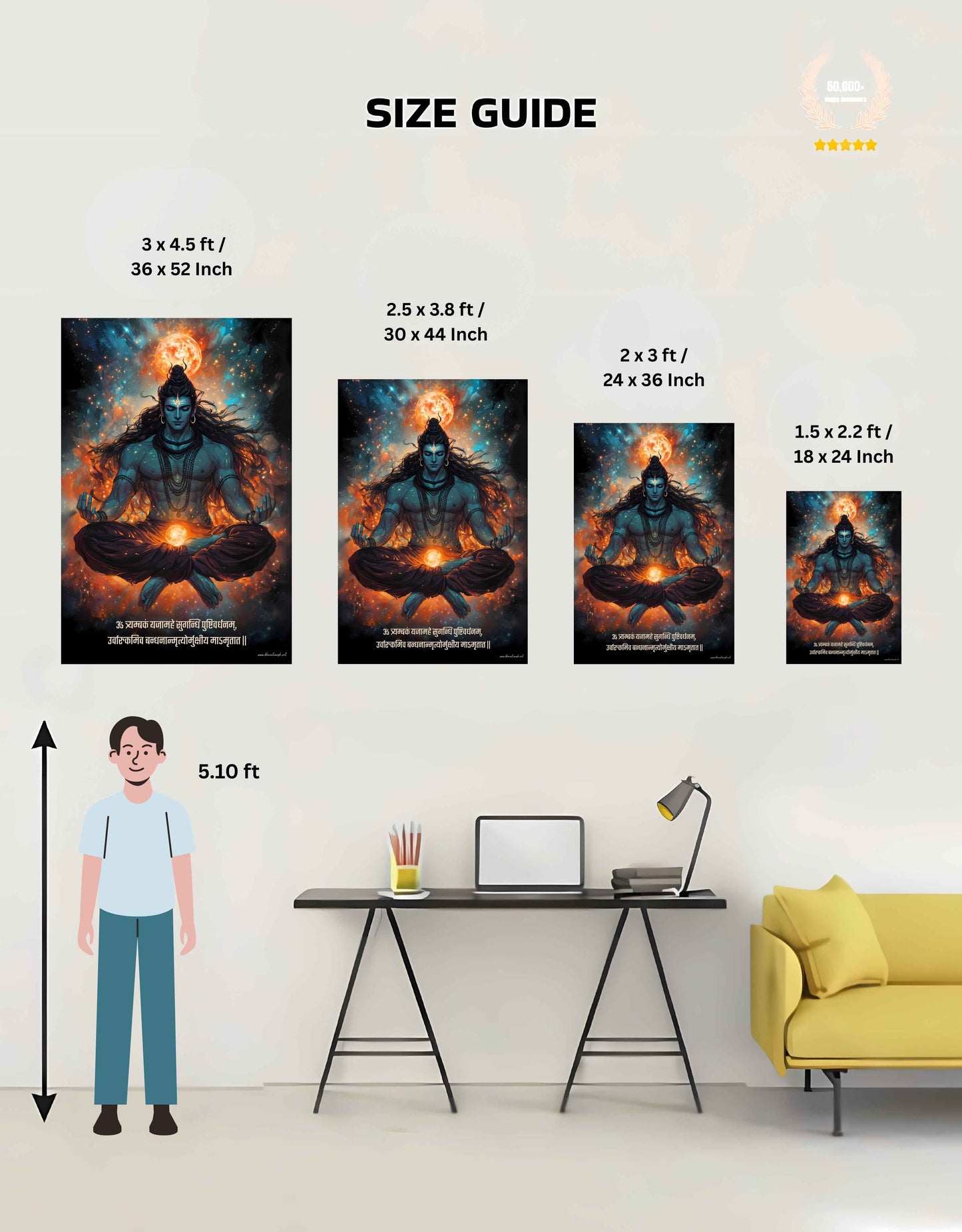 The "ॐ त्र्यम्बकं यजामहे " Lord Shiva Large Poster | 8K | Premium Glossy