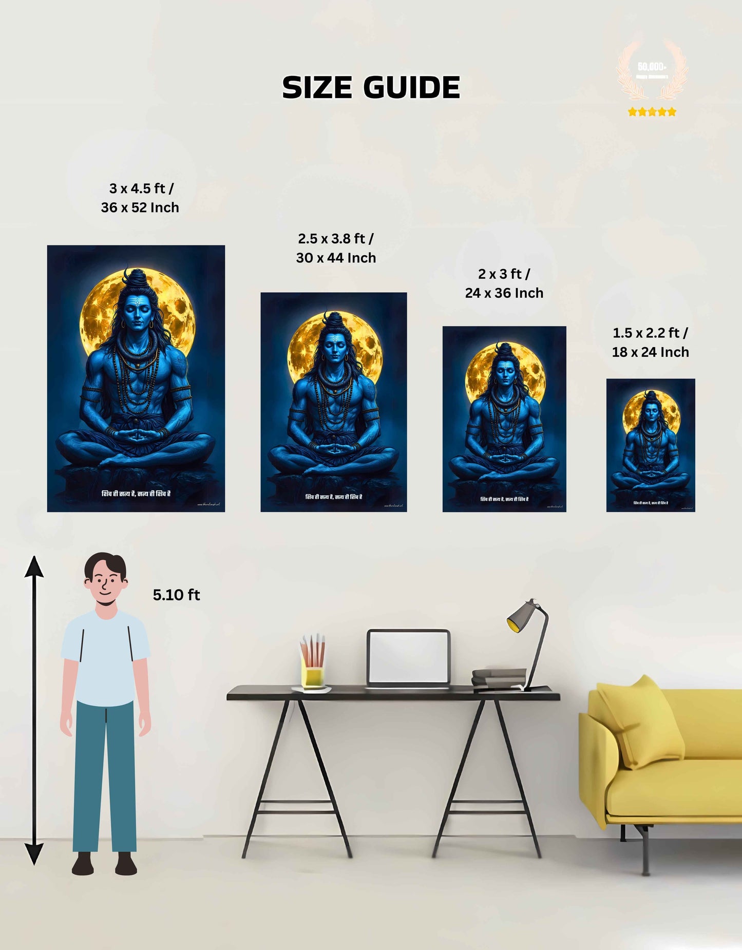 The "शिव ही सत्य है" Shiva Large Poster  | 8K | Premium Glossy