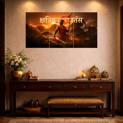 The 'क्षत्रियकुलावतंस' Chatrapati Shivaji Maharaj Epic 3 Panel SPLIT Poster | 8K | Premium Glossy