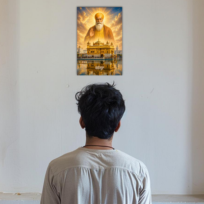 The 'वाहेगुरु' Guru Nanak Ji and Golden Temple Poster | 8K | Premium Glossy