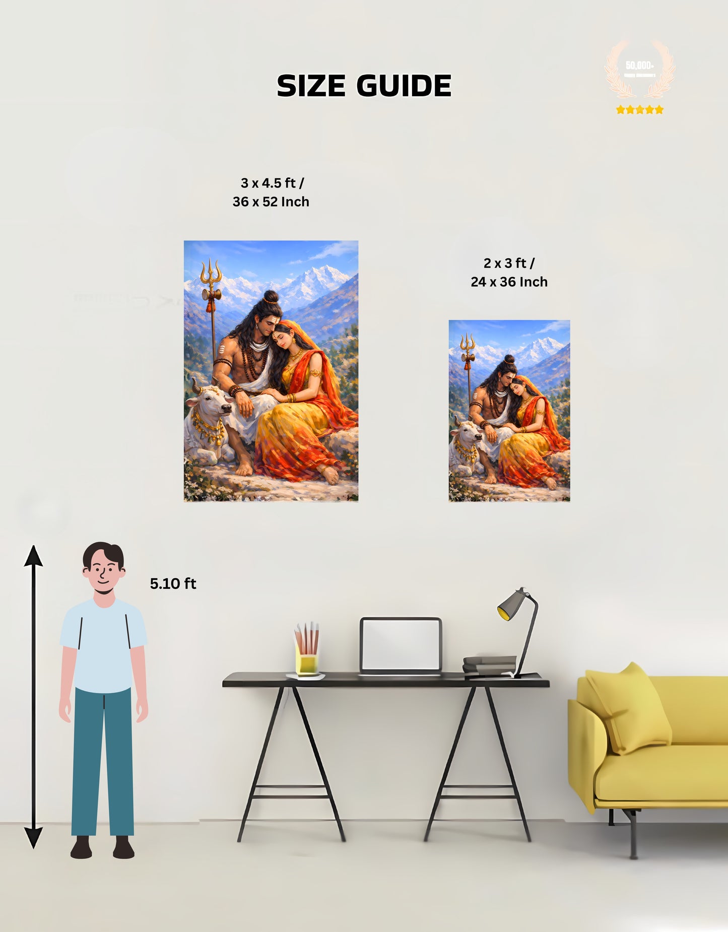 The Shiv Parvati Peaceful Premium Large Poster | 8K | Premium Glossy