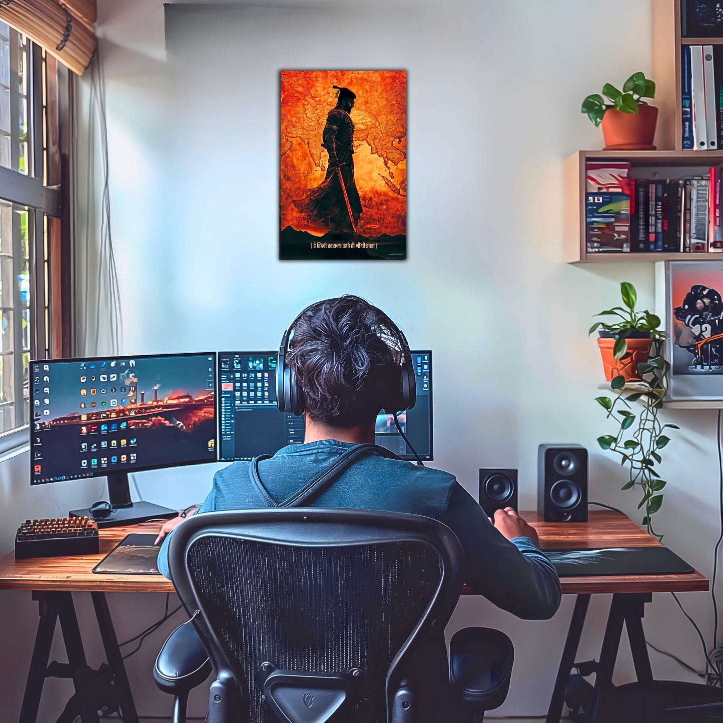 The 'हे हिंदवी स्वराज्य व्हावे ही श्रीं ची इच्छा' Chatrapati Shivaji Maharaj Poster | 8K | Premium Glossy - Bharatvarsh Arts--Wall Poster Sets - Buy Indian Spiritual, Mythology, Gods, Warrior Wall Art - For Living Room, Decor